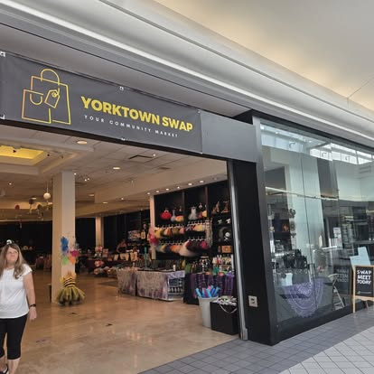 The Yorktown Swap storefront inside Newgate Mall, with vendor booths visible inside